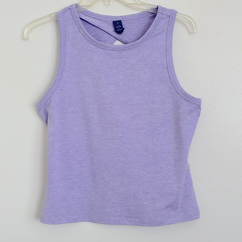 Zobha lavender purple heather crop tank with cutout back - Picture 8 of 10